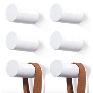 Wooden Coat Hook Wall Mounted 6 Pack Hat Hooks Single Coat Hat White Lot of 3